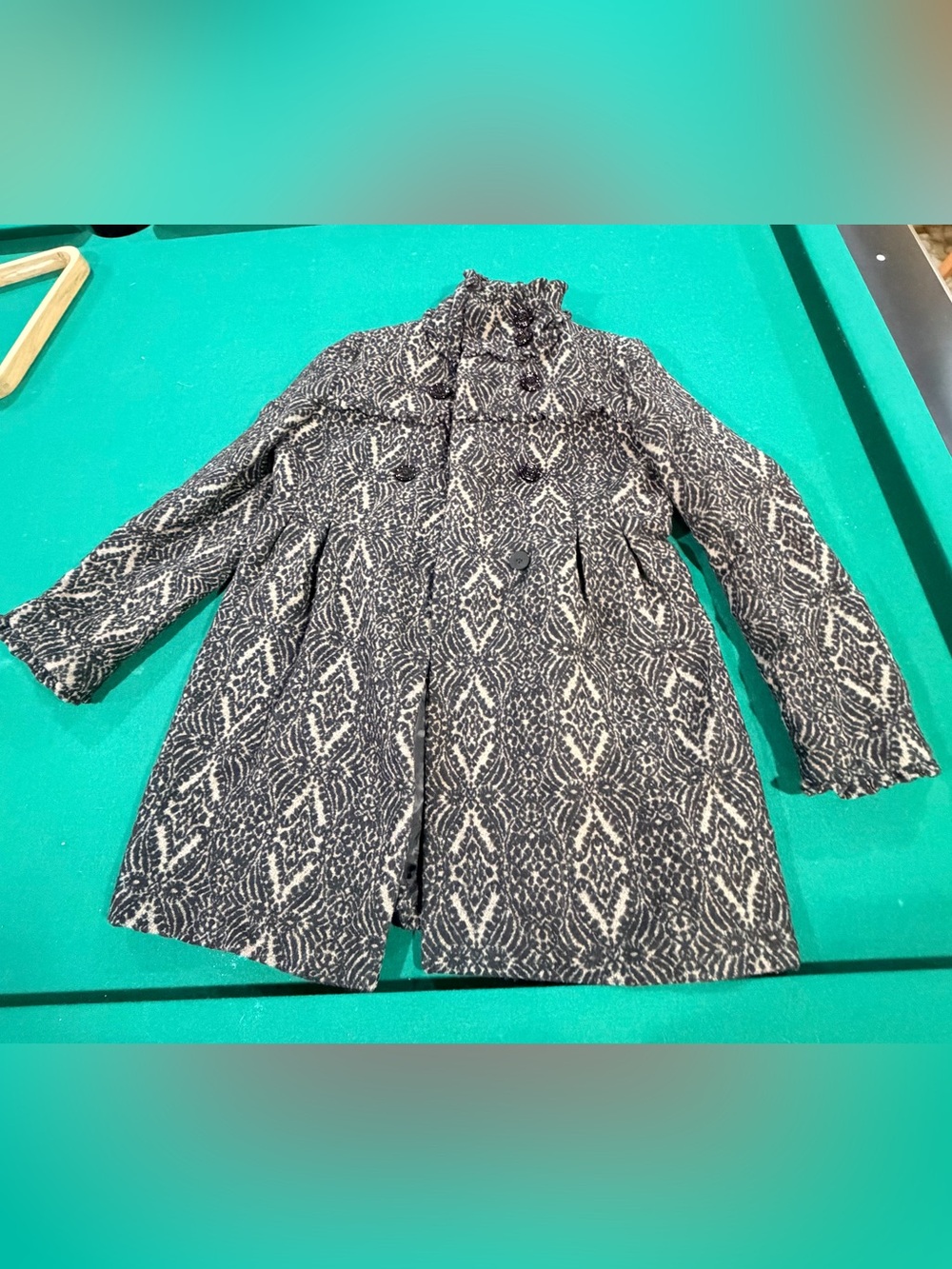 Steve Madden Black and Tan Patterned Peacoat